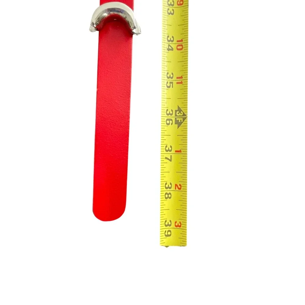 Vintage BLW Red Leather Belt D Ring Buckle Medium Women 80s 90s‎